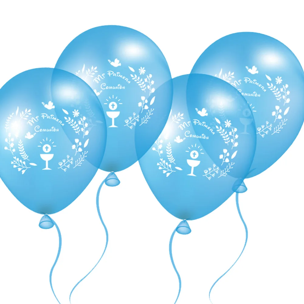 50 штук, 10 дюймов, голубые воздушные шары для испанских мальчиков, вечерние шары для Первого Святого Причастия, розовые воздушные шары с декором Mi Primera Comunion