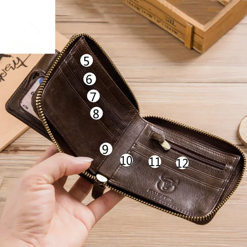 Новый брендовый мужской кошелек из натуральной кожи короткий Rfid блокирующий