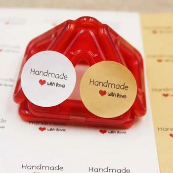 

Feiluan 100pcs multi style paper self adhesive Handmade sticker labels .Gold foil trasparent Thank you sticker labels 29*33mm