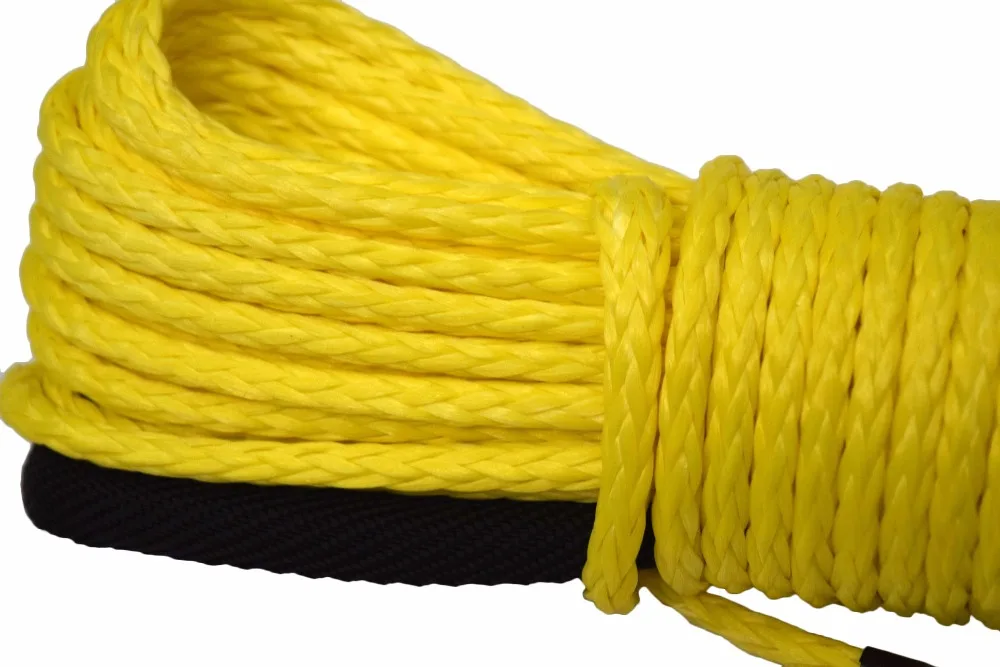 الأصفر 5 ملليمتر * 15 متر كابل atv الونش مع هوك ، 12 حبلا uhmwpe حبل ، 3/16 \