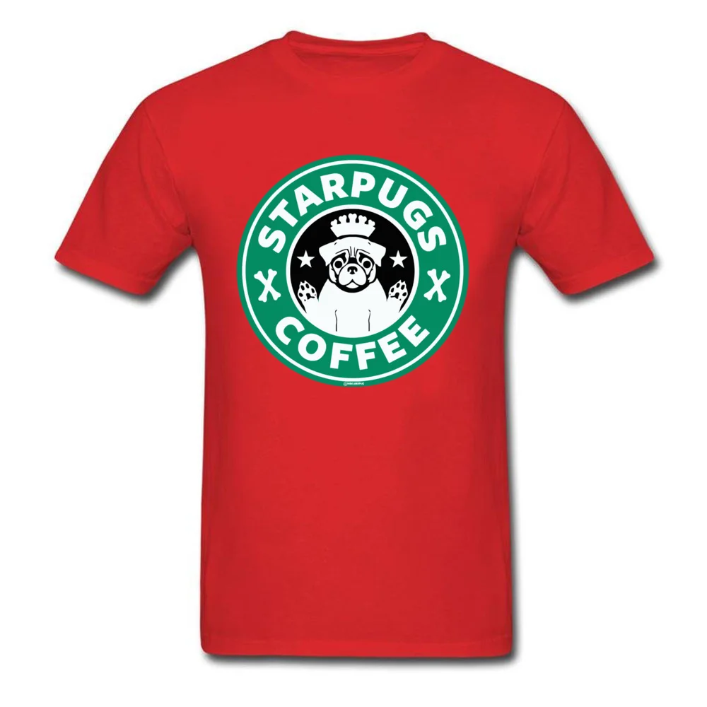 Men Dominant Comics Tops T Shirt Round Neck NEW YEAR DAY Cotton Fabric T-shirts Funny Short Sleeve Starpugs Coffee T Shirts Starpugs Coffee red