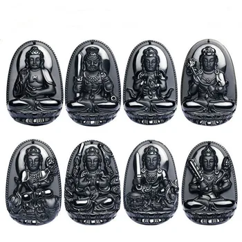 

Natural Black Obsidian Carved Buddha Lucky Amulet Pendant Necklace For Women Men Pendant Jewelry Energy Stone Healing Reiki Gift