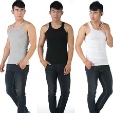 Летний мужской сексуальный жилет, Одноцветный u-образный вырез, безрукавка, рубашки без рукавов, мужские повседневные трико, жилеты, L-3XL, FDC99