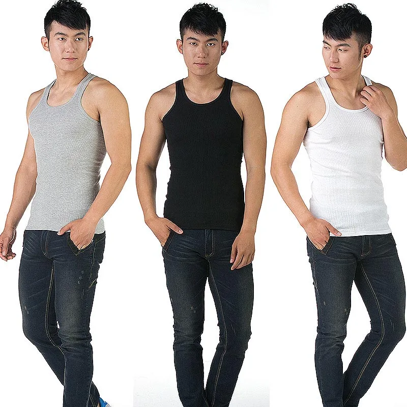 

Summer Men Sexy Vest Solid Color U Neck Tank Tops Sleeveless Shirts Man Casual Tights Vests L-3XL FDC99