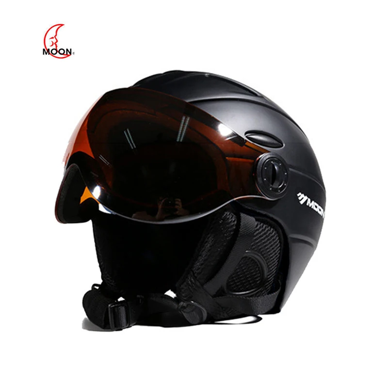 

MOON Ski helmet integrated full coverage protector white self contained goggles 2-in-1Visor Ski Snowboard Helmet helmet cover 6