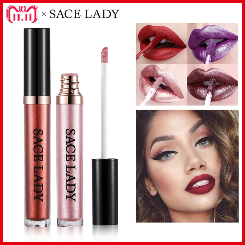 SACE LADY Glitter Lipstick Makeup Waterproof Metal