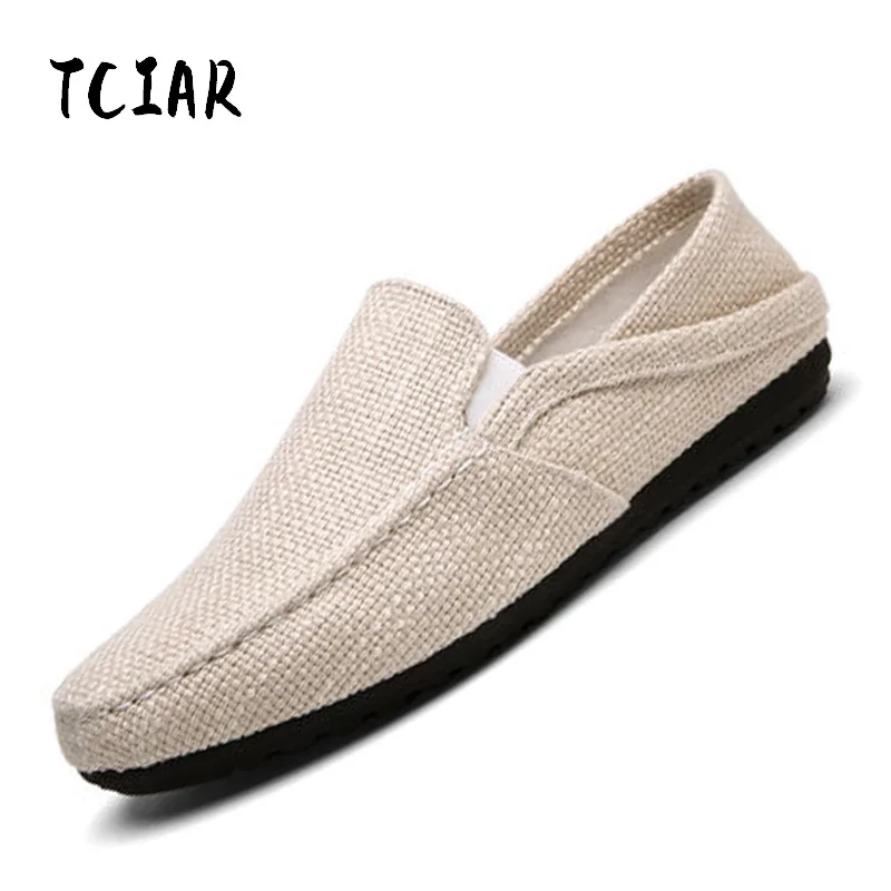 

2018 Summer Men's Loafers Breathable Hemp Cloth Shoes Comfortable Casual Slip-on Moccasins Flats Shoes for Drivings DL001