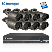 Techage 8CH 1080P HDMI POE NVR CCTV System 2MP Outdoor IP66 IP Camera P2P Onvif Security Surveillance Kit Motion Detect APP View