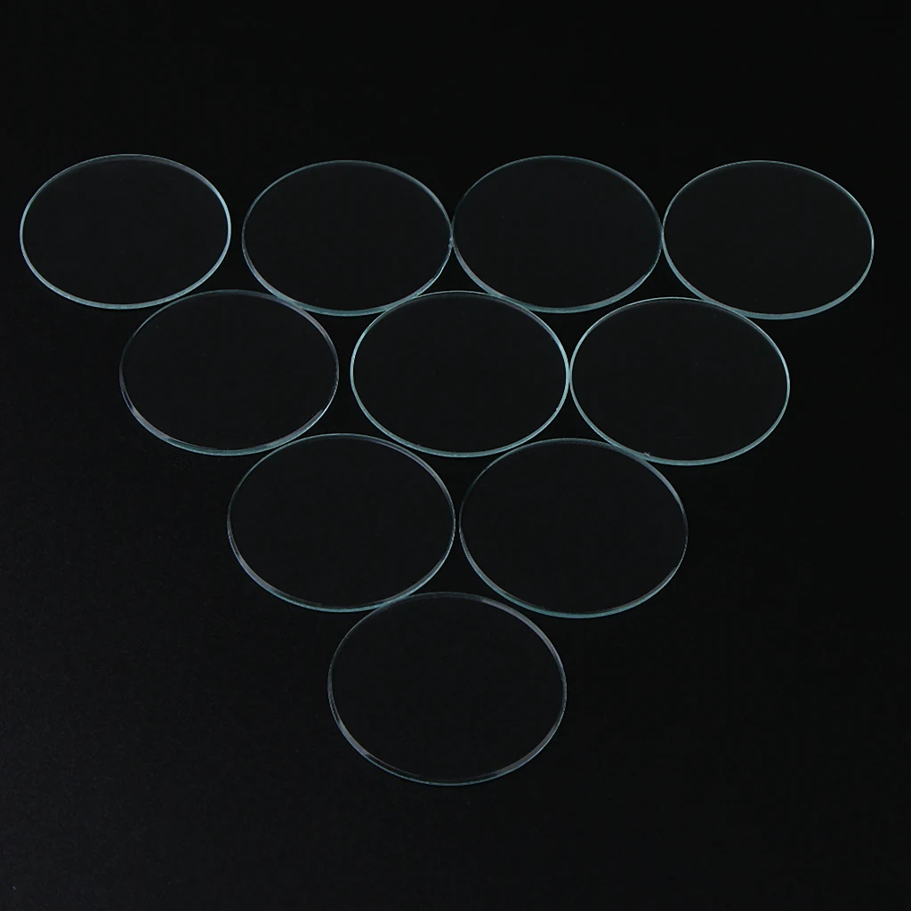 10 Pieces 1mm Thick Flat Mineral Glass Watch Replace Parts Watchmaker 45mm