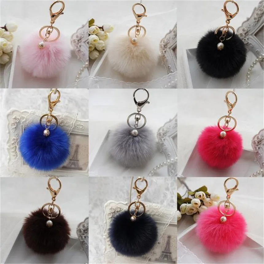 

Vehicle New Arrival Car-styling Rabbit Fur Ball Keychain Bag Plush Car Key Ring Car Key Pendants