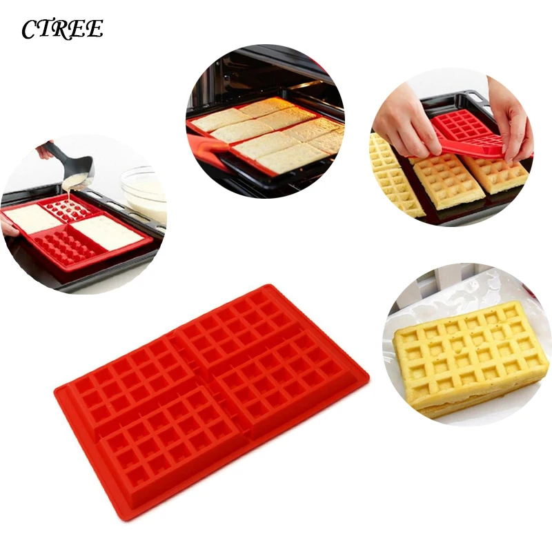 

CTREE 4-Hold Squre Waffle Mold DIY Creative Silicone Muffin Cake Waffle Mold Bakery Tool Baking Pastry Tools Kitchen Gadget C141