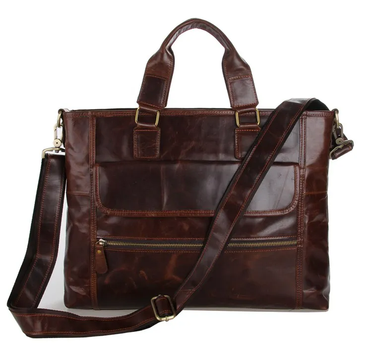 Nesitu Винтаж Кофе из натуральной кожи Для мужчин Портфели Курьерские сумки мужской портфель 14 ''ноутбук Бизнес Для мужчин s офис мешок M7212