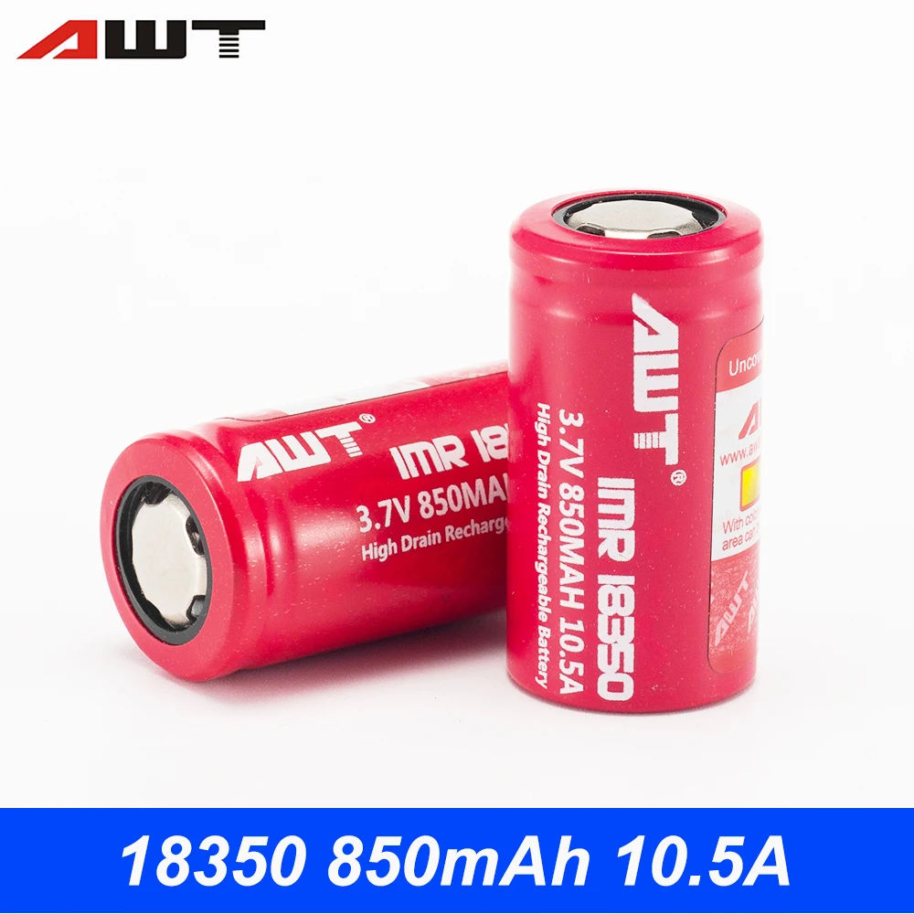 AWT 18350 батарея IMR аккумуляторная 3 7 V 850mAh 10.5A литий ионная T039|battery 3.7v 850mah|battery 18350li-ion