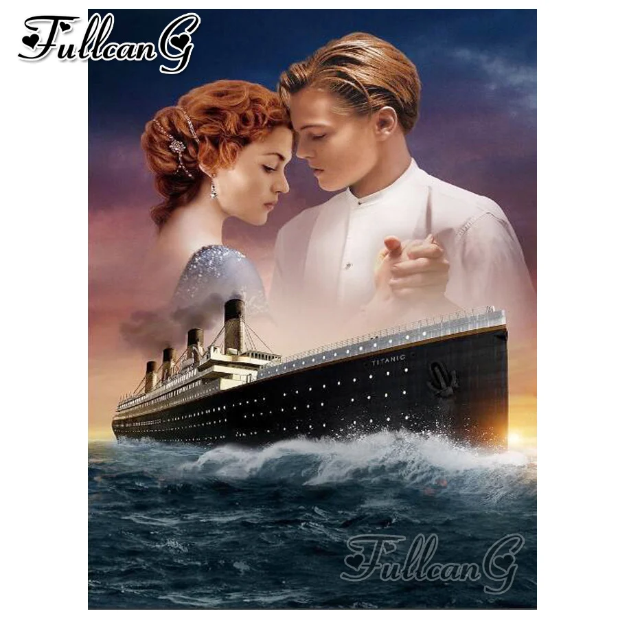 

FULLCANG diy 5d diamond painting titanic romeo and juliet diamond embroidery sale mosaic full square/round drill hobby FC535