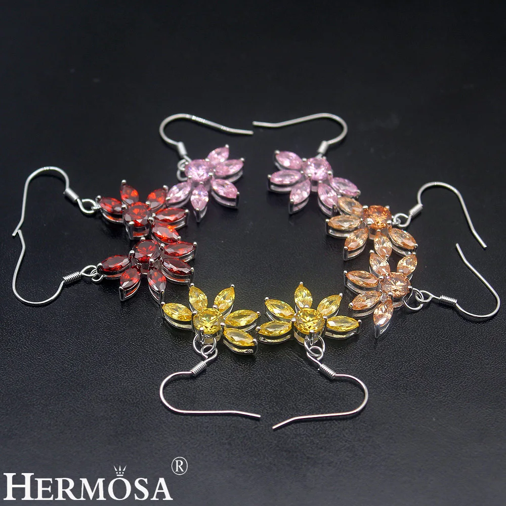 Серьги Hermosa из стерлингового серебра 925 пробы гранат кунцит морганит желтоцитрин