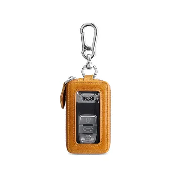

Double-layer retro transparent multi-function car key bag leather key holder