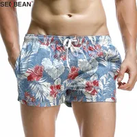 SEOBEAN Summer Style Seaside Men Beach Shorts Men Quick Dry Polyester Fabrics Beachwear Men's Board Shorts Trunks Print Shorts 1