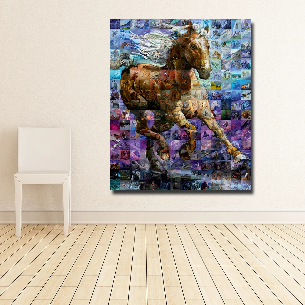 

SELFLESSLY Abstract Animal Painting Impression Running Horse Painting Wall Poster Prints For Living Room Home Decor Canvas Art
