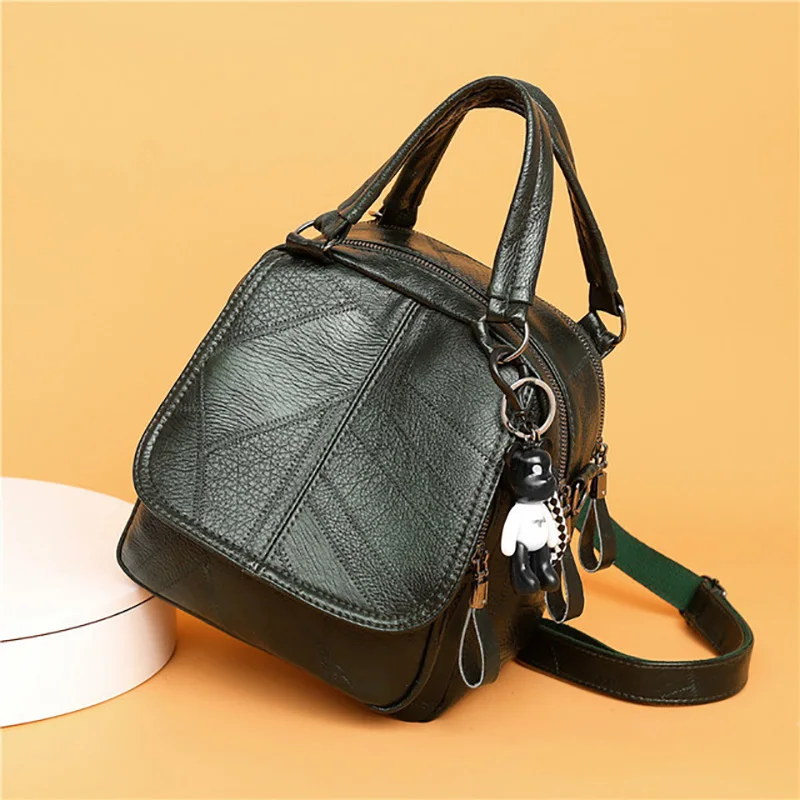 

Retro car stitching ladies versatile shoulder bag trend PU leather fabric casual large capacity soft female backpack