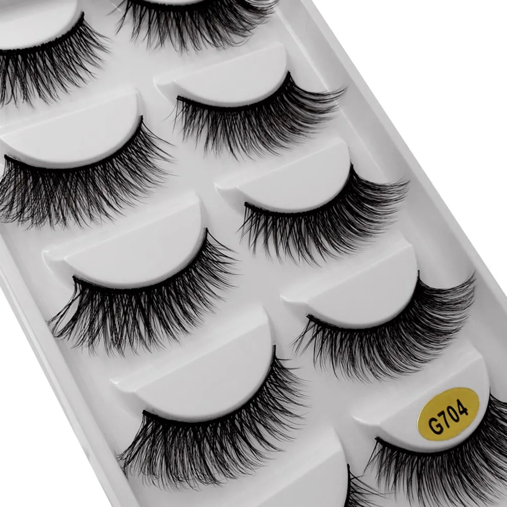 

Natural Mink Fake Eyelash 3D Mink False Eyelashes Makeup Long Extension Cruelty 5pcs Professional False Eyelashes Cosmetic Tool