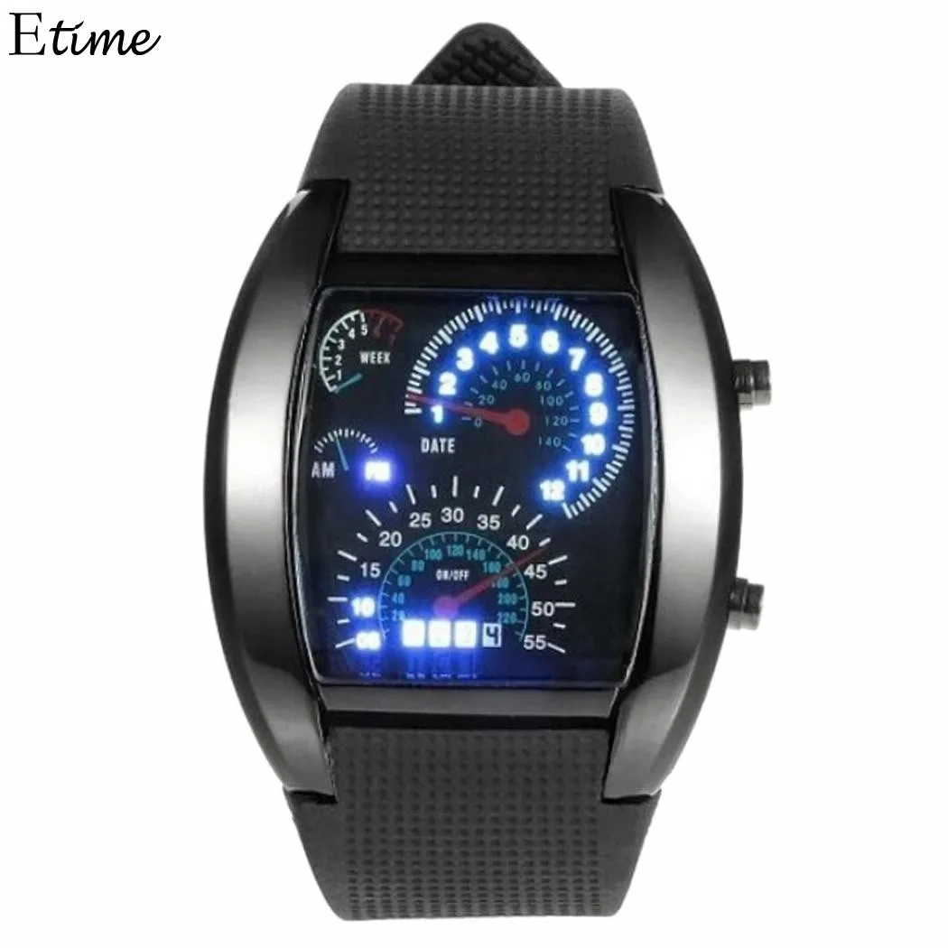 Watch Men Fashion Car Dashboard Pattern Men Watches Silicone Band LED