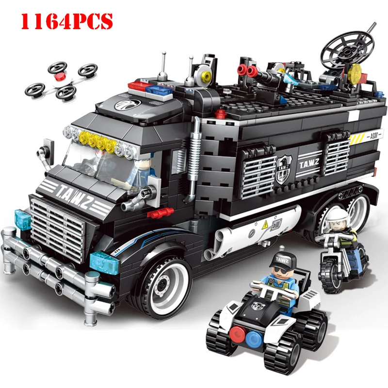 

1164+pcs Technic Police Station Car Building Blocks Toy Compatible Legoed City SWAT Team Truck Bricks Children Gift Toy For Kids