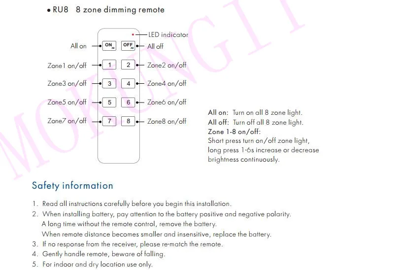 8 зон 2,4 г яркость пульт дистанционного управления RU8 диммер для S1-B S1-K KS KV KL AC Triac RF Диммер одноцветный светодиодный светильник