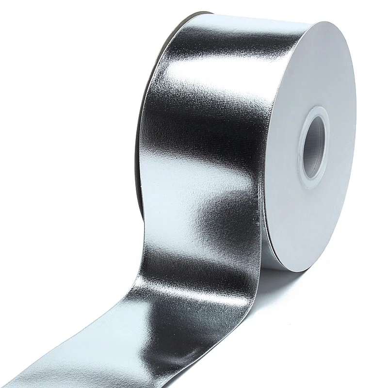 50 ярдов/партия) Высококачественная лента из цельной цветной фольги " 75 мм для упаковки подарков - Цвет: silver