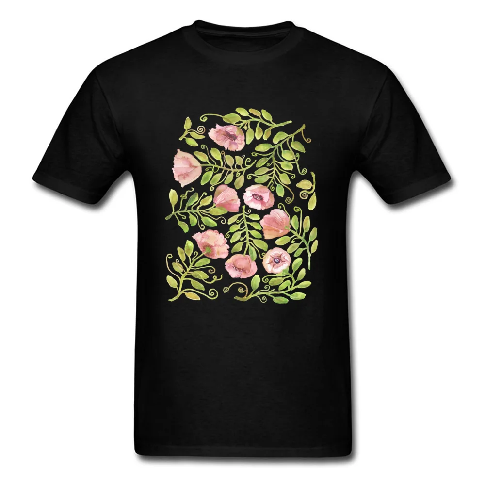 Pink Poppies Pattern by Michelle Scott at dotsofpaint studios_black