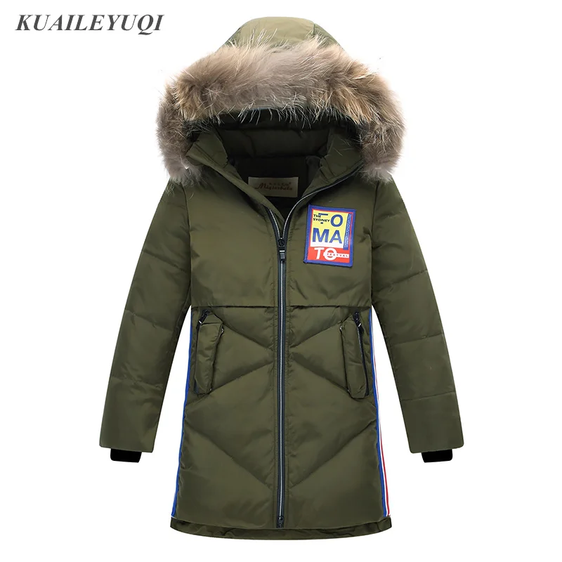 

2018 New Fashion Children Girl clothes Winter down Jacket Kids Warm Thick parka real Fur Hooded long Coats For Teenage clothing