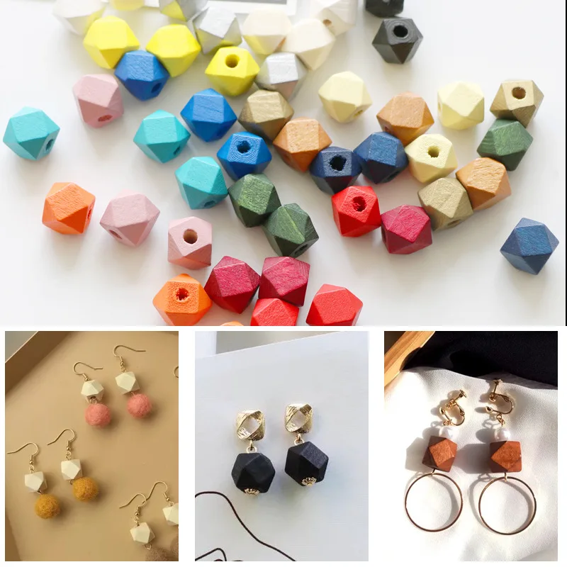 

50PCS/Pack Colour Vintage Wooden Beads Children DIY Handmade Materials Earrings Jewelry Craft Accessory Supplie Clothing Buttons
