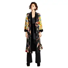 FEITONG модный кардиган-кимоно с цветочным принтом, сексуальная пляжная одежда размера плюс, Брендовые женские блузки из шифона