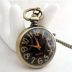 Новое поступление Малый Размеры мини черный тон для мужчин женщин карманные часы с цепочкой для Рождественский подарок PS426