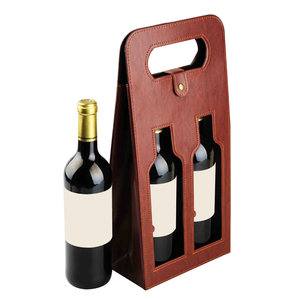 Производители, сделанные на заказ, опт, сумки для вина, высокое качество, красное вино, переноска, подарочная упаковочная коробка с кожаной сумкой для вина - Цвет: Brown