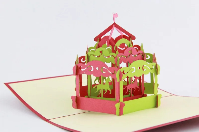 Carousel Horse Pop Up Card 3d Greeting Card Handmade Kirigami