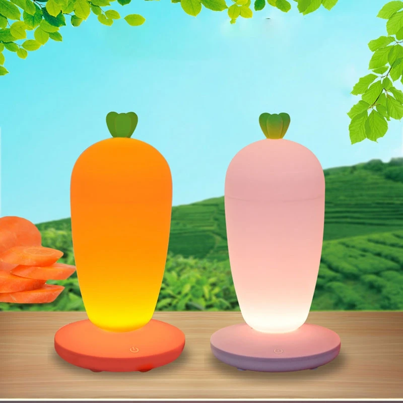 Novelty Little Cute Girl Radish Night Light Touch USB Charging Bedside Table Lamp Atmosphere Eyes Protection Decorative Light (3)