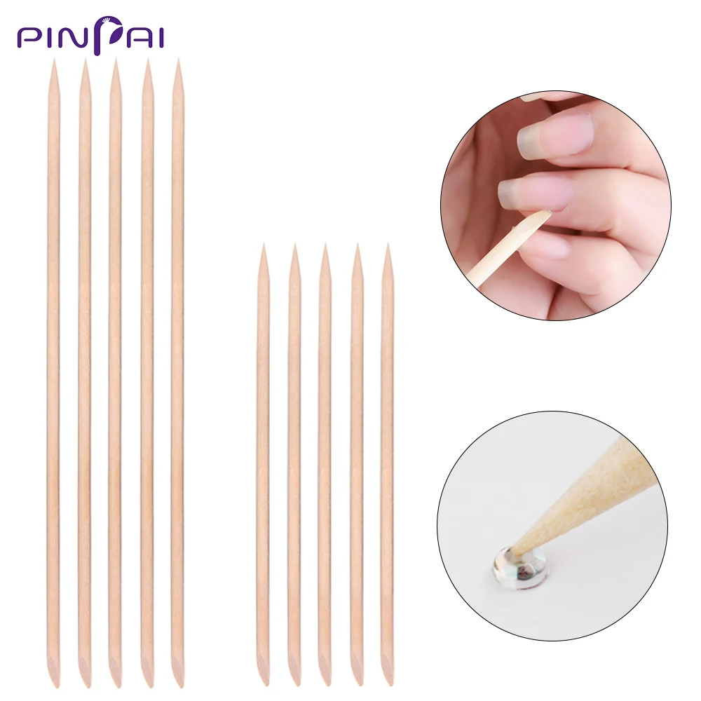 

20Pcs/Set Nail Art Orange Wood Stick Cuticle Pusher Remover Double Ended Dotting Tool Orange Wooden Stick Manicure Tool 2 Sizes