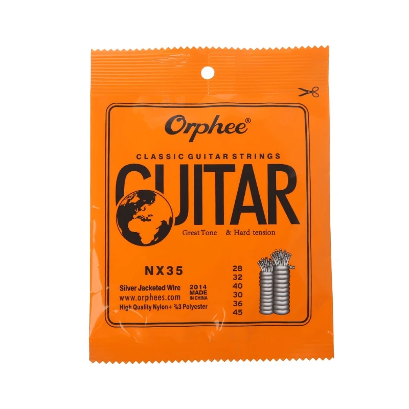 

Classical Guitar Strings Nylon & Silver Plated Wire Hard Normal Tension NX-35/36