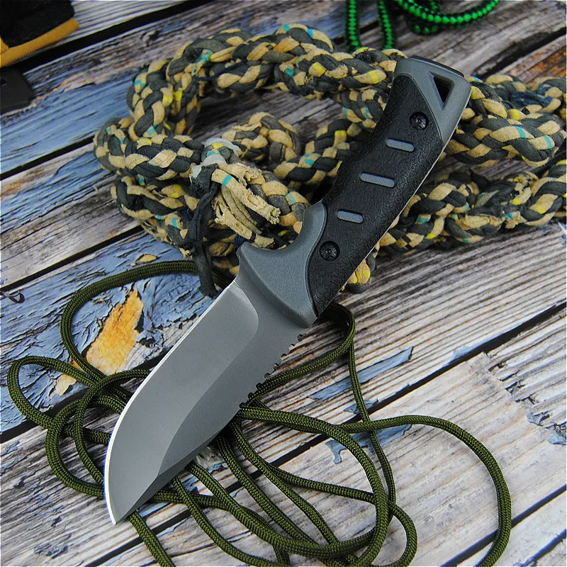 EVERRICH Fishing diving knife hunting knife camping tool tactical knife complete or serrated fixed blade knife+ scabbard