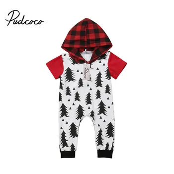 

Pudcoco Kids Baby Boys Girls Clothes Christmas Tree Hooded Romper Jumpsuit Cotton Kids Clothes