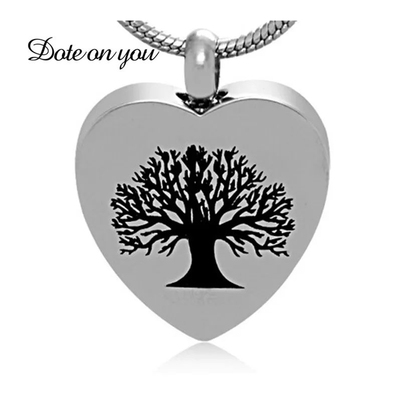 

Wholesale Family Tree Ash Pendant 361L Steel Silver Heart Cremation Urn Pendant of Necklace Woman Jewelry Accessaries Gifts