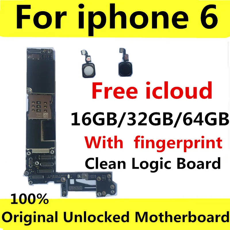 100% оригинальная разблокированная материнская плата для iphone 6 с сенсорным ID/без