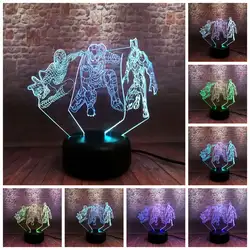 Мстители эндгейм модель человека-паука 3D ночник светодиодный 7 Смешанное освещение, меняющее цвет Marvel Железный человек Черная пантера