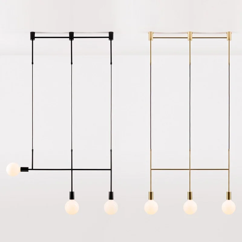 

Minimalist Geometry Line Chandelier Lights Straight Tube Art Designer Lighting Restaurant Post-modern Simple Luminaire Suspendu