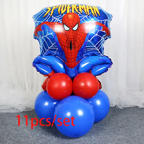 Человек-паук фольгированный шар с красными синими латексными шарами колонна база палочки Baby Shower вечеринка для мальчика день рождение украшения принадлежности подарки