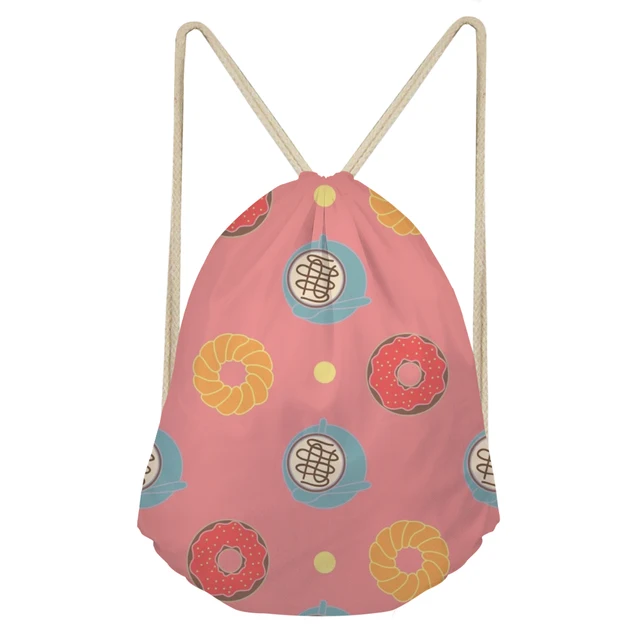 Forudesigns Donuts Women Backpack Pink Drawstring Bag For Kids S Forudesigns Donuts Women Backpack Pink Drawstring Bag For Kids S Sac A Cordon De Serrage Custom