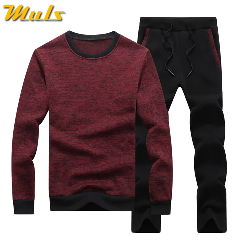 

2019 Men's Sets Tracksuit Male Chandal Hombre Moletom Hoodies Velvet Sweatshirt Men Sportswear Inside Sport Suits Top-Tees+Pant