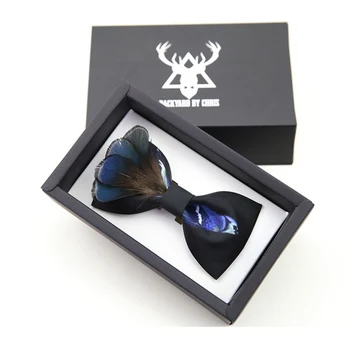 

New feather bow tie Top quality butterfly mens ties blue Bowtie for wedding groom Groomsmen men necktie pour homme