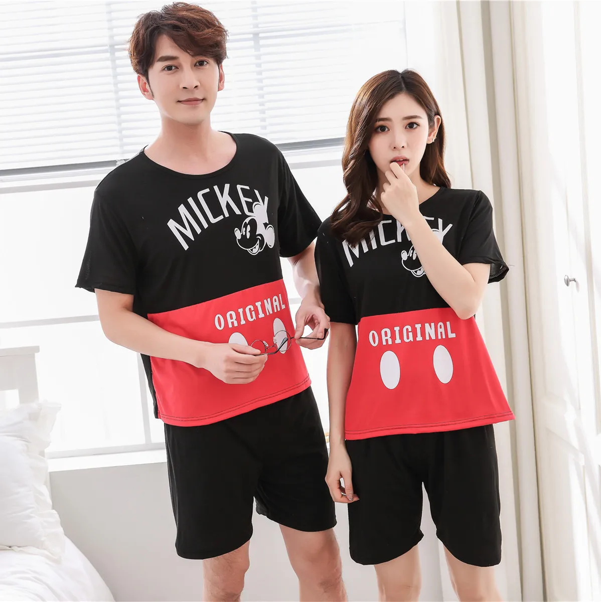 

Summer Couple Pyjamas Short Sleeve Cotton Casual Women Cartoon Pajama Set Sleepwear Suit Big Size 5XL Homewear Lingerie Pyjama