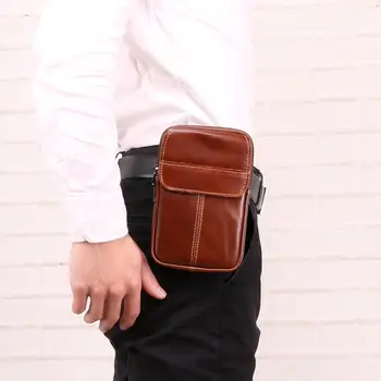

New Arrival 2019 Genuine Leather Waist Packs Belt Bag Phone Pouch Bags Travel Waist Pack Male Small Waist Bag Leather Pouch